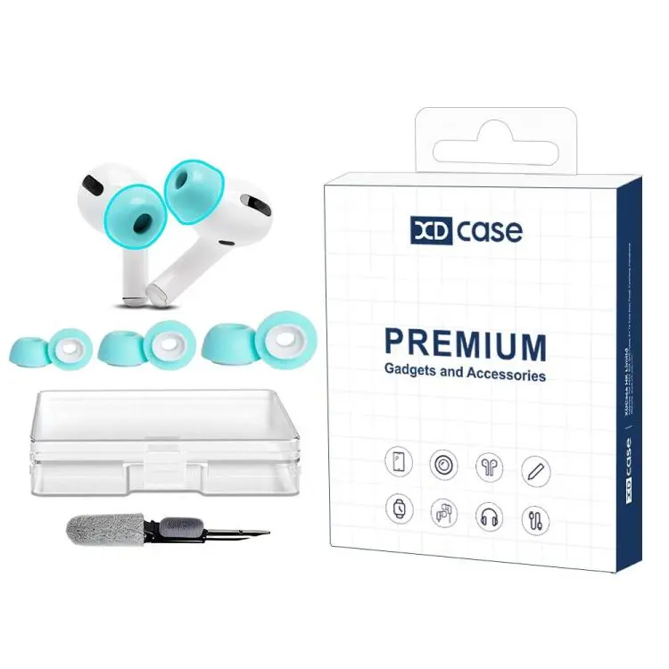 For AirPods Pro 1 / 2 XDcase 3 Pairs Replacement Memory Foam Ear Tips Kit, S/M/L Size, Cleaning Pen Color Random(Mint Green)
