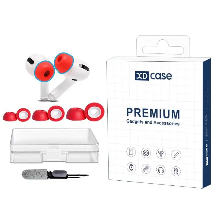 For AirPods Pro 1 / 2 XDcase 3 Pairs Replacement Memory Foam Ear Tips Kit, S/M/L Size, Cleaning Pen Color Random(Red)