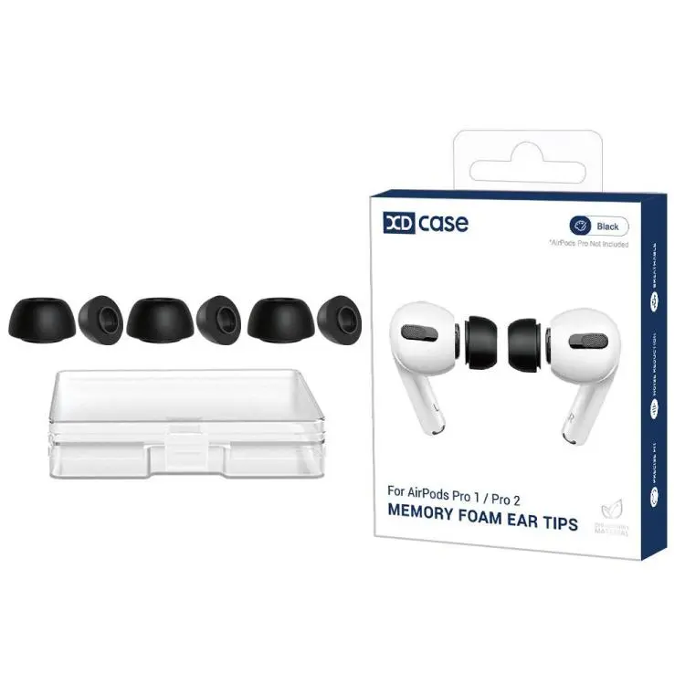 For AirPods Pro 1 / 2 XDcase 3 Pairs Replacement Memory Foam Ear Tips, L Size(Black)