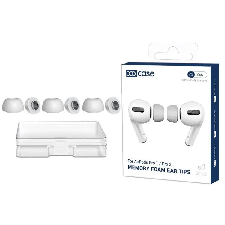 For AirPods Pro 1 / 2 XDcase 3 Pairs Replacement Memory Foam Ear Tips, M Size(Grey White)