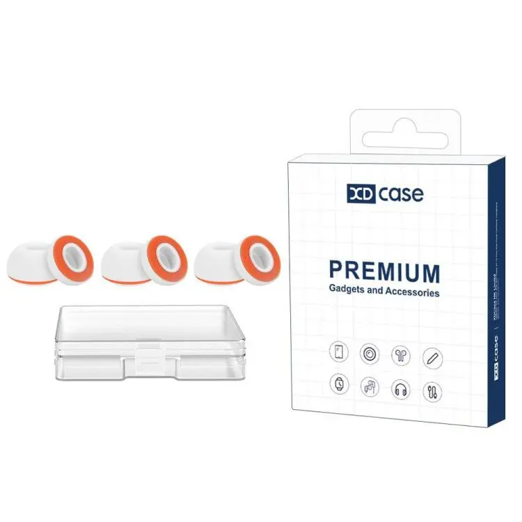 For AirPods Pro 1 / 2 XDcase 3 Pairs Replacement Silicone Sponge Ear Tips, L Size(White Orange)