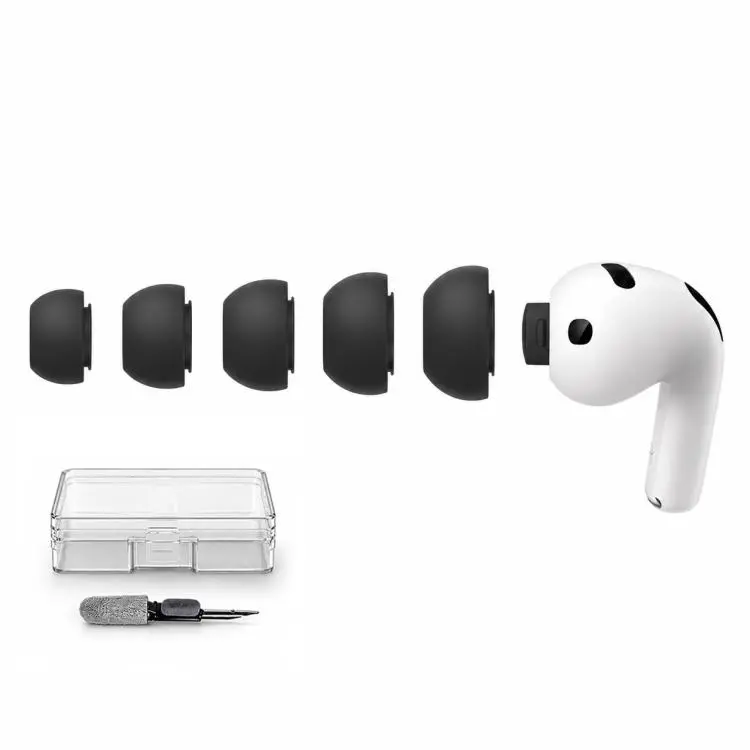 For AirPods Pro 3 XDcase 5 Pairs Replacement Silicone Ear Tips Kit, L/M/S/XS/XXS Size(Black)