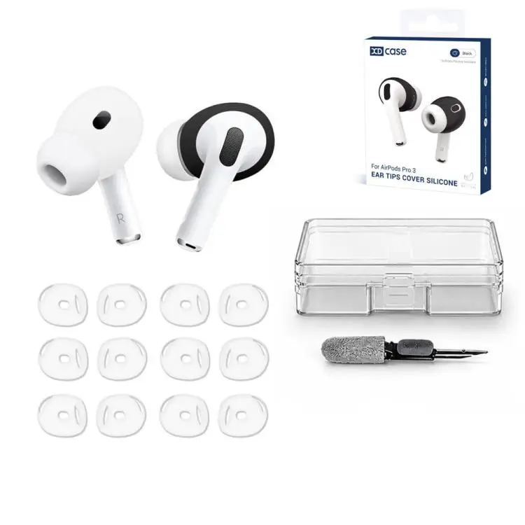 For AirPods Pro 3 XDcase 6 Pairs Silicone Anti-slip Sports Ear Covers Kit, Cleaning Brush Color Random(White)