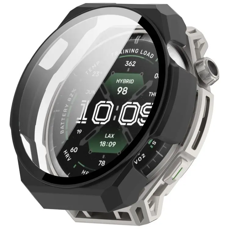For Amazfit Balance 3 Tempered Glass Film Integrated PC Watch Protective Case(Matte Black)