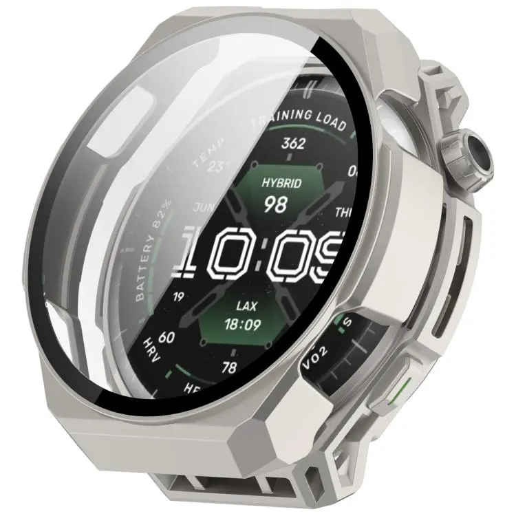 For Amazfit Balance 3 Tempered Glass Film Integrated PC Watch Protective Case(Matte Titanium)