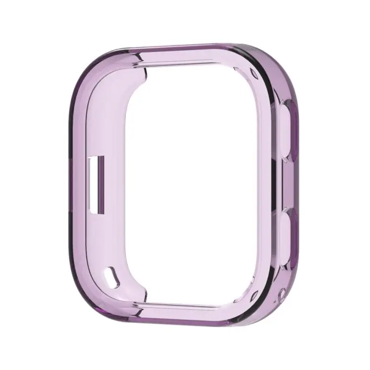 For Amazfit Bip Max Candy Color Half Coverage Hollow TPU Watch Protective Case(Transparent Purple)