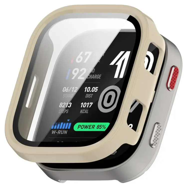 For Amazfit Bip Max Tempered Film Integrated PC Watch Protective Case(Ivory White)