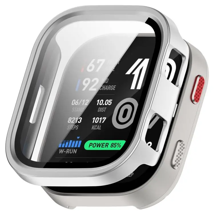 For Amazfit Bip Max Tempered Film Integrated PC Watch Protective Case(Matte Silver)