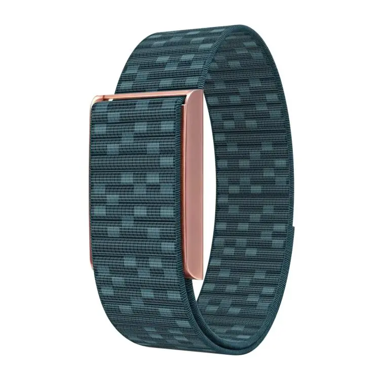 For Amazfit Helio Strap Watch Frame Integrated Nylon Hook and Loop Fastener Watch Band(Blue+Rose Gold)