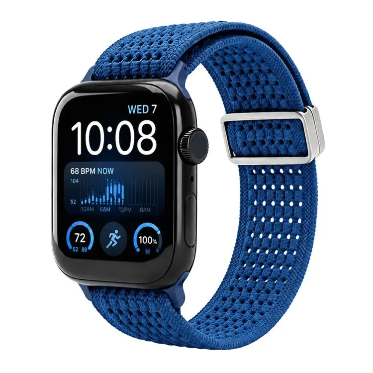 For Apple Watch 38 / 40 / 41 / S11 42mm xDfind Magnetic Buckle Hollow-Out Nylon Woven Watch Band(Blue)