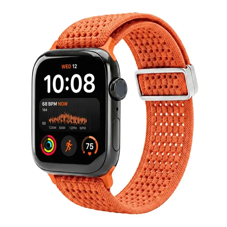 For Apple Watch 38 / 40 / 41 / S11 42mm xDfind Magnetic Buckle Hollow-Out Nylon Woven Watch Band(Orange)