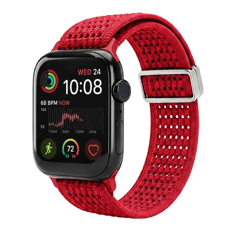 For Apple Watch 38 / 40 / 41 / S11 42mm xDfind Magnetic Buckle Hollow-Out Nylon Woven Watch Band(Red)