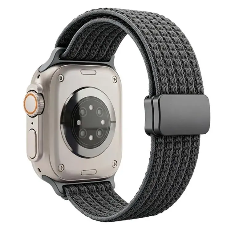 For Apple Watch 38 / 40 / 41 / S11 42mm xDfind Magnetic Buckle Nylon Woven Watch Band(Charcoal Grey)