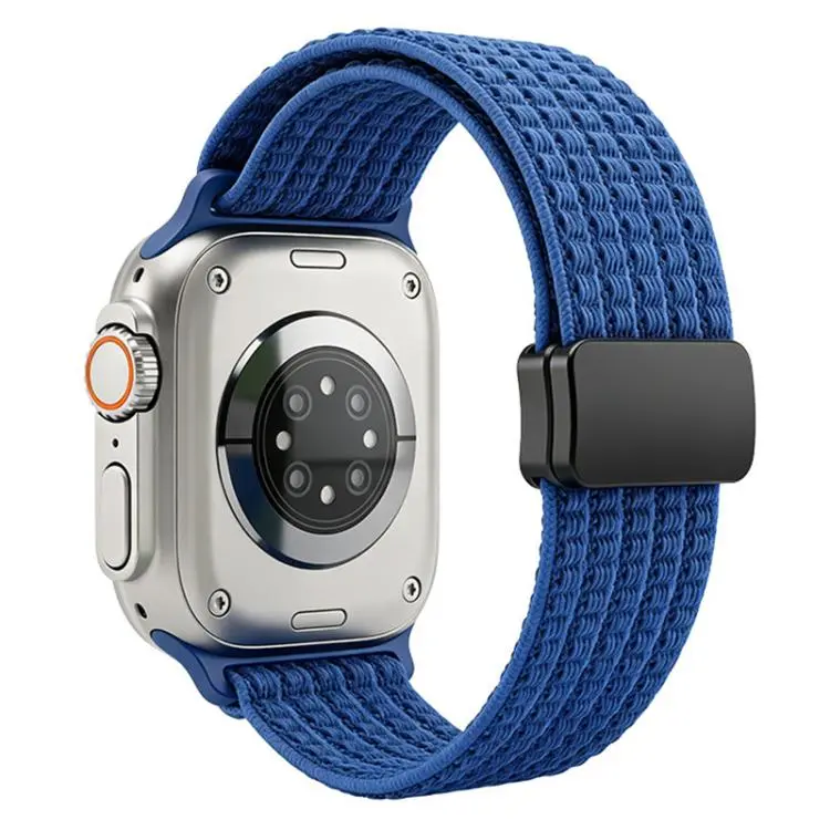 For Apple Watch 38 / 40 / 41 / S11 42mm xDfind Magnetic Buckle Nylon Woven Watch Band(Dark Blue)