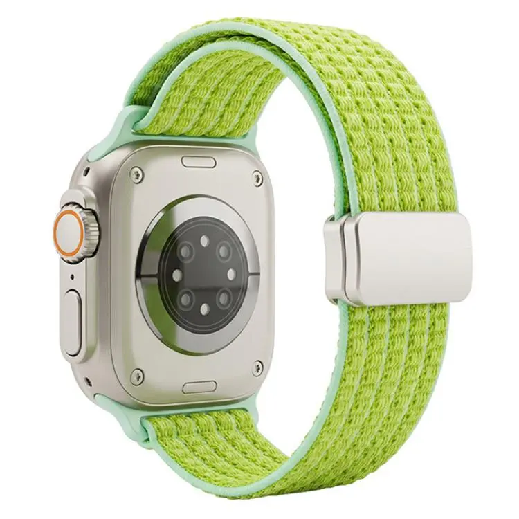 For Apple Watch 38 / 40 / 41 / S11 42mm xDfind Magnetic Buckle Nylon Woven Watch Band(Green)