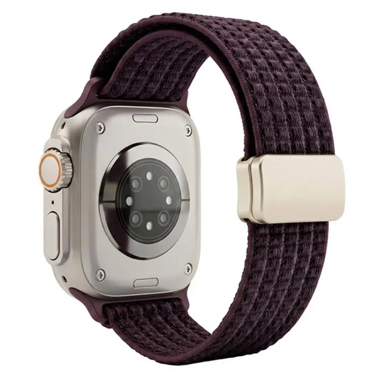 For Apple Watch 38 / 40 / 41 / S11 42mm xDfind Magnetic Buckle Nylon Woven Watch Band(Plum)