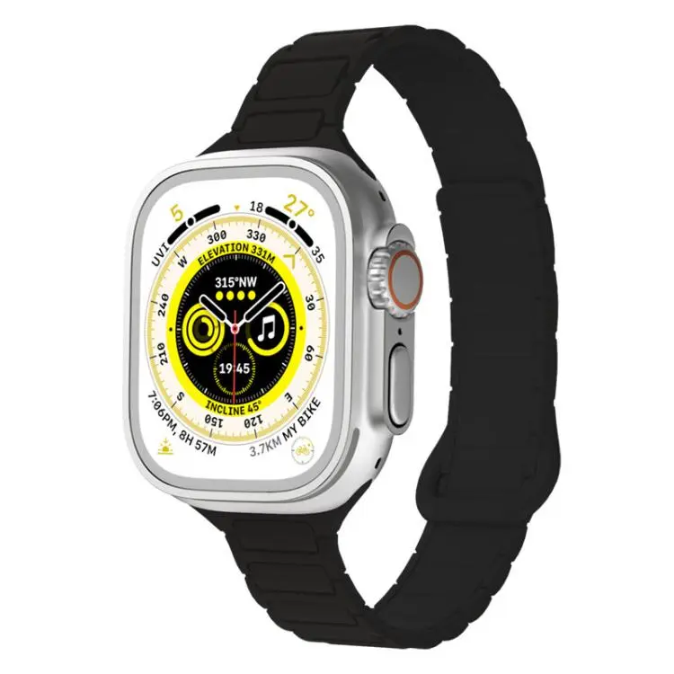 For Apple Watch 38 / 40 / 41 / S11 42mm xDfind Three Beads Magnetic Silicone Watch Band(Black)