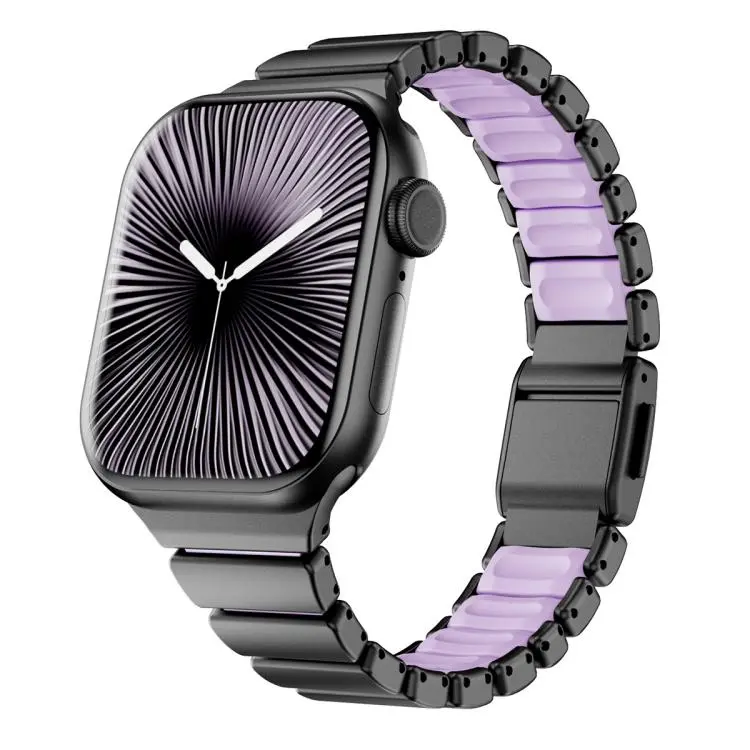 For Apple Watch 38 / 40 / 41 / S11 42mm xDfind Waist Stainless Steel Norman Buckle Magnetic Watch Band(Black Purple)
