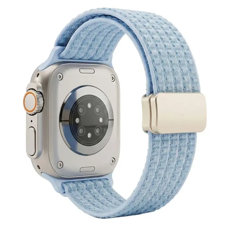 For Apple Watch 42 / 44 / 45 / 46 / 49mm xDfind Magnetic Buckle Nylon Woven Watch Band(Blue)