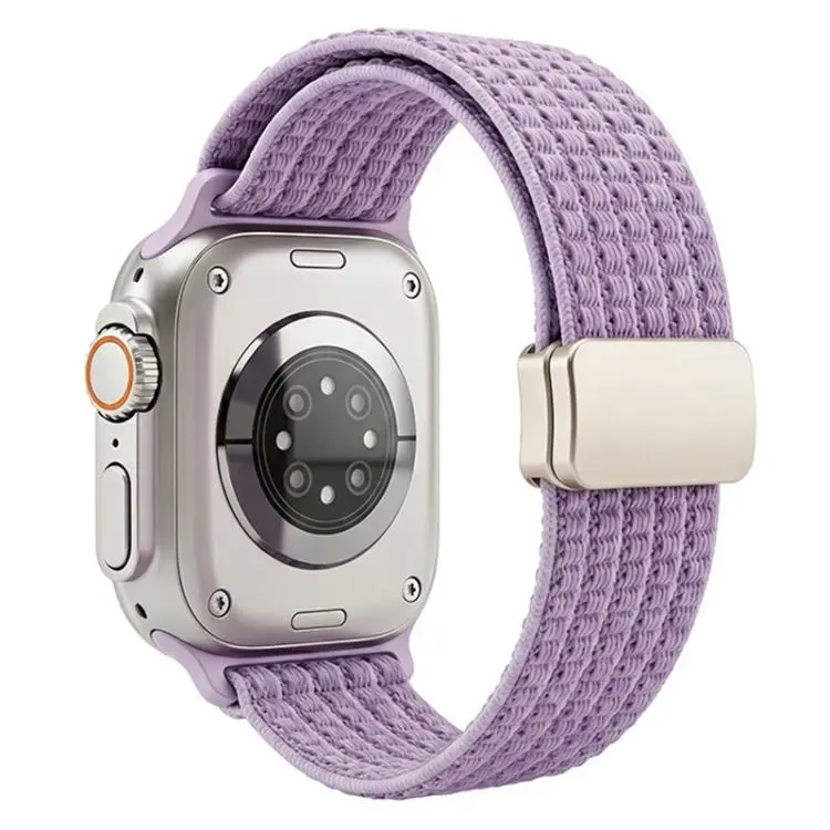 For Apple Watch 42 / 44 / 45 / 46 / 49mm xDfind Magnetic Buckle Nylon Woven Watch Band(Purple)