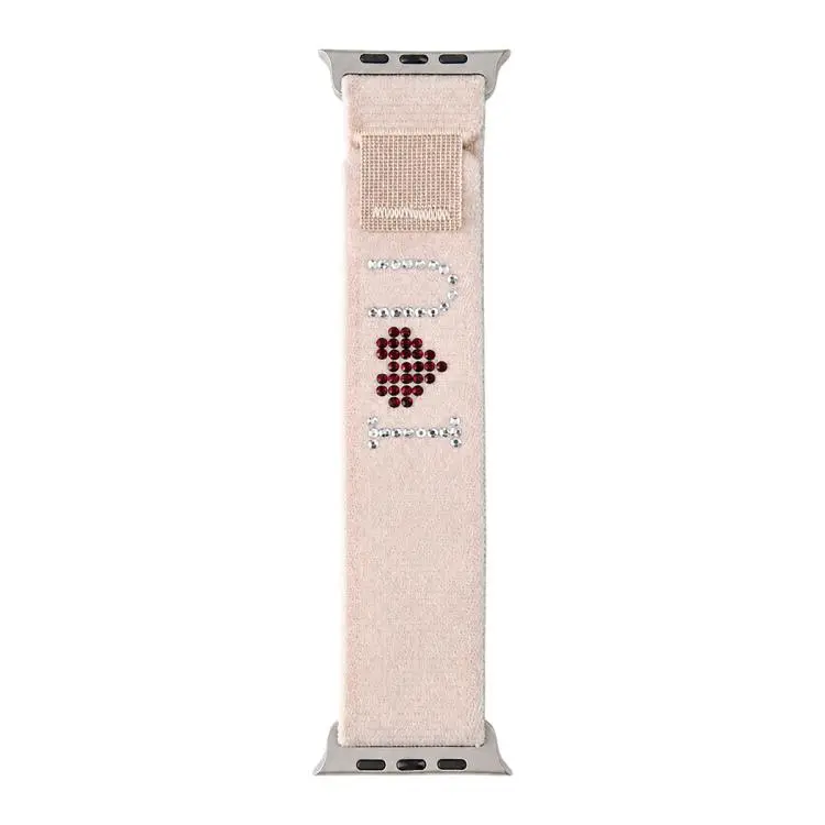 For Apple Watch 42 / 44 / 45 / 46 / 49mm xDfind Rhinestone Hook And Loop Fastener Nylon Loop Watch Band(Starlight)