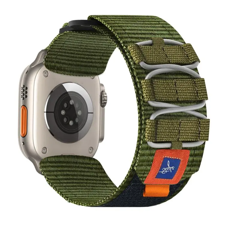 For Apple Watch 42 / 44 / 45 / 46 / 49mm xDfind Sport Nylon Hook And Loop Fastener Watch Band(Army Green)