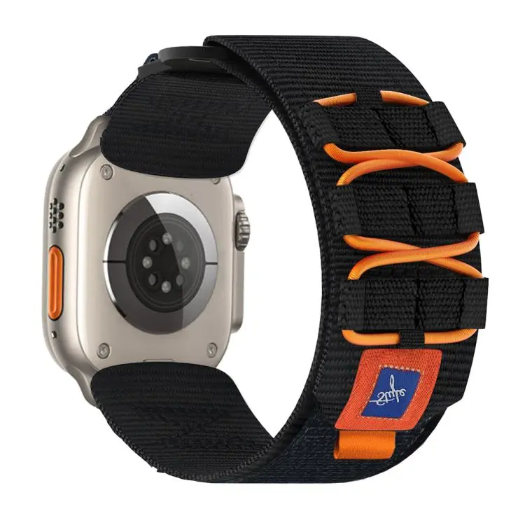 For Apple Watch 42 / 44 / 45 / 46 / 49mm xDfind Sport Nylon Hook And Loop Fastener Watch Band(Black)