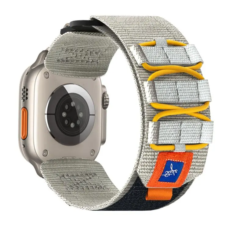 For Apple Watch 42 / 44 / 45 / 46 / 49mm xDfind Sport Nylon Hook And Loop Fastener Watch Band(Grey)
