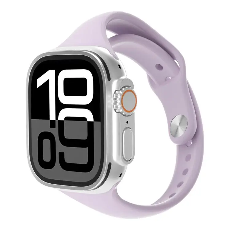 For Apple Watch 42mm / 41mm / 40mm / 38mm Angled Connector Slim Reverse Buckle Silicone Watch Band(Light Purple)