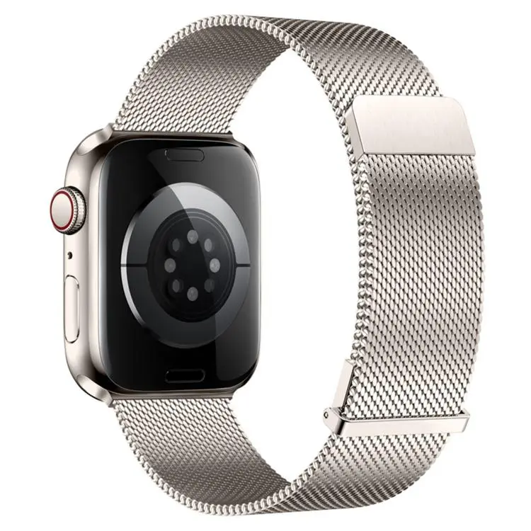 For Apple Watch 42mm / 41mm / 40mm / 38mm Plain Two-Section Dual Magnetic Milanese Metal Watch Band(Starlight)
