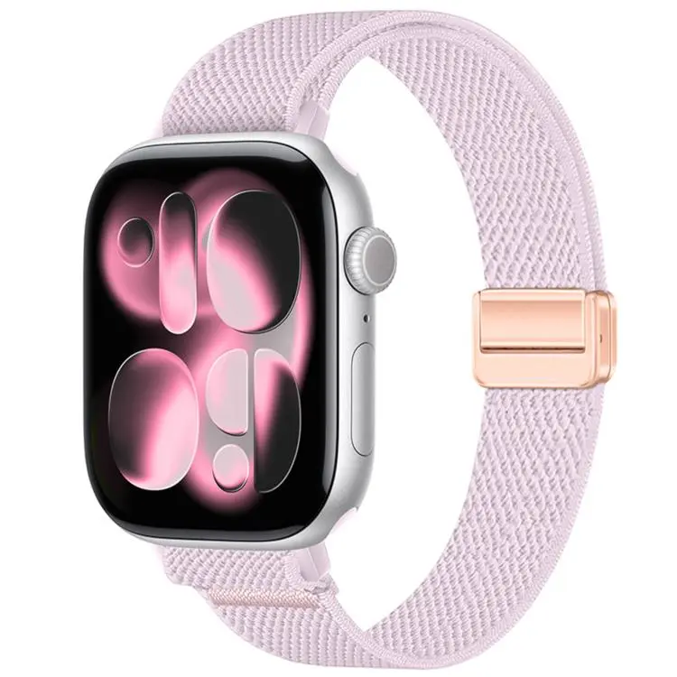 For Apple Watch 42mm / 41mm / 40mm / 38mm Slim Magnetic Buckle Elastic Nylon Watch Band(Lavender Gray)