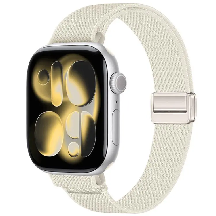 For Apple Watch 42mm / 41mm / 40mm / 38mm Slim Magnetic Buckle Elastic Nylon Watch Band(Starlight)