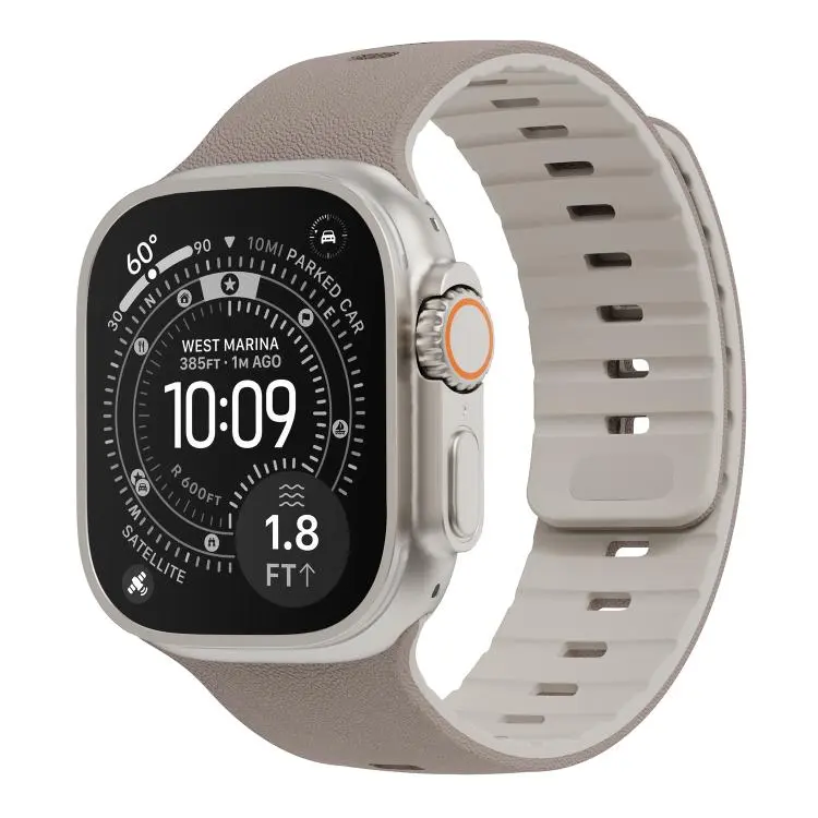 For Apple Watch 42mm / 41mm / 40mm / 38mm Sunray Textured Nail Clasp Magnetic Silicone Watch Band(Misty Purple Starlight)