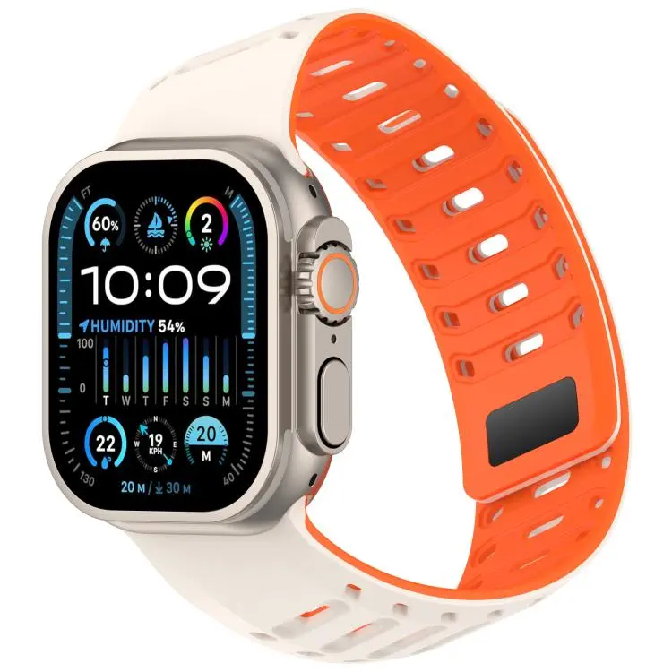 For Apple Watch 46mm / 49mm / 45mm / 44mm Angled Design Pangolin Texture Silicone Watch Band(Starlight Orange)
