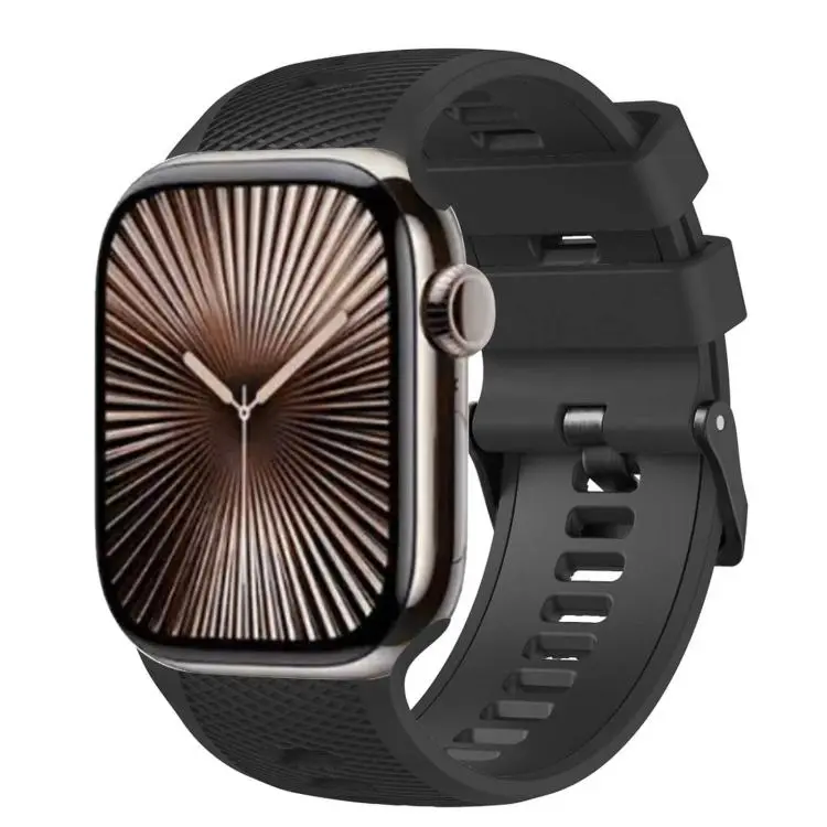 For Apple Watch 46mm / 49mm / 45mm / 44mm Mesh Textured Two Color Silicone Watch Band(Black)