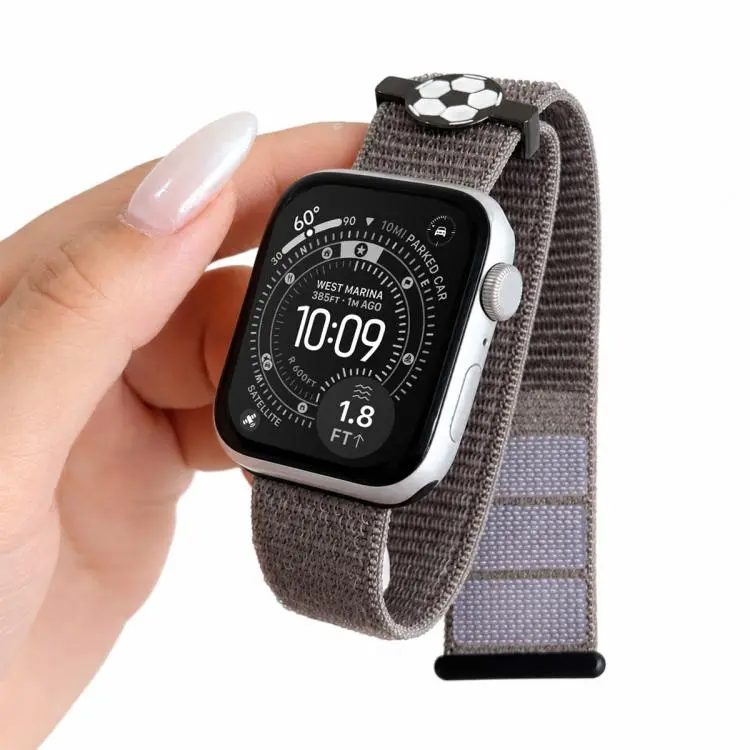 For Apple Watch 46mm / 49mm / 45mm / 44mm Soccer Series Nylon Hook and Loop Fastener Watch Band(Space Grey)
