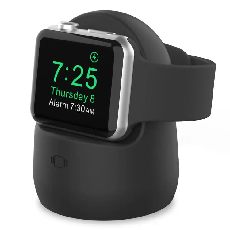 For Apple Watch AhaStyle PT63  Silicone Charging Storage Stand Mini Charging Base, Without Charger(Black)