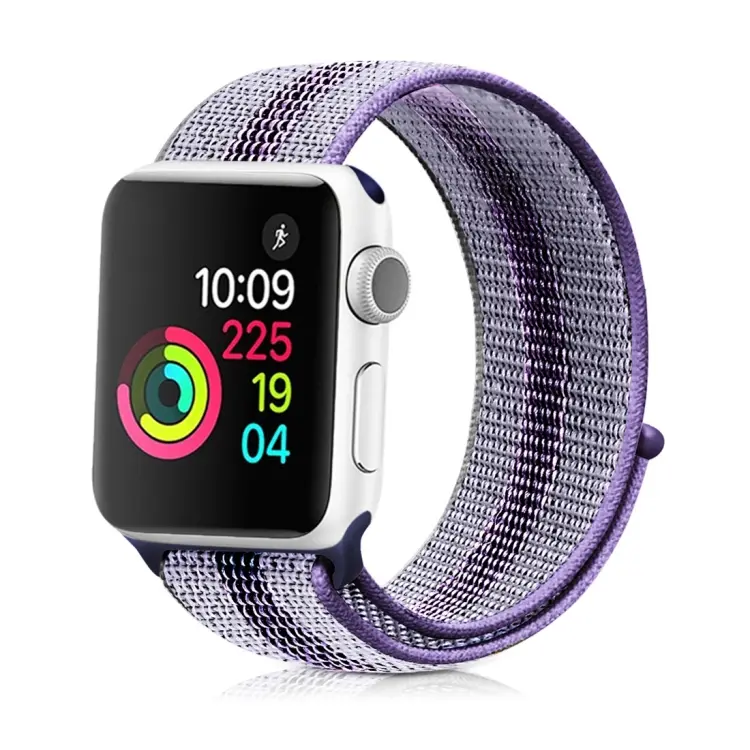 For Apple Watch Ultra 49mm / Series 8&7 45mm / SE 2&6&SE&5&4 44mm / 3&2&1 42mm Nylon Loop Watch Band(Striped Blue)