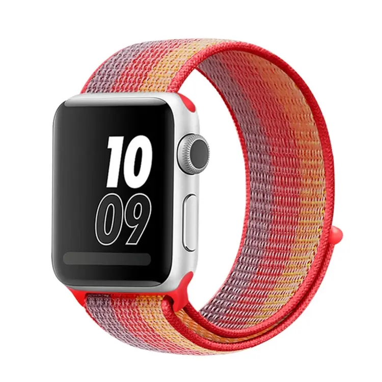For Apple Watch Ultra 49mm&Watch Ultra 2 49mm / Series 9&8&7 45mm / SE 3&SE 2&6&SE&5&4 44mm / 3&2&1 42mm Nylon Loop Watch Band(Yellow Orange)