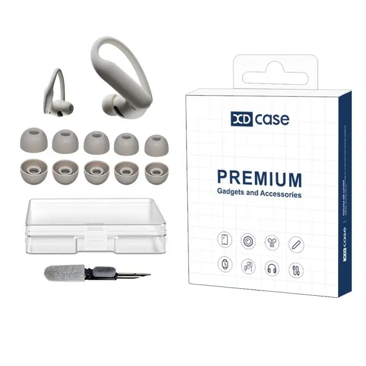 For Beats Powerbeats Pro 2 / Fit / Studio Buds XDcase 5 Pairs Silicone Ear Tips Kit, XS/S/M/L/XL Size, Cleaning Brush Color Random(Beige)