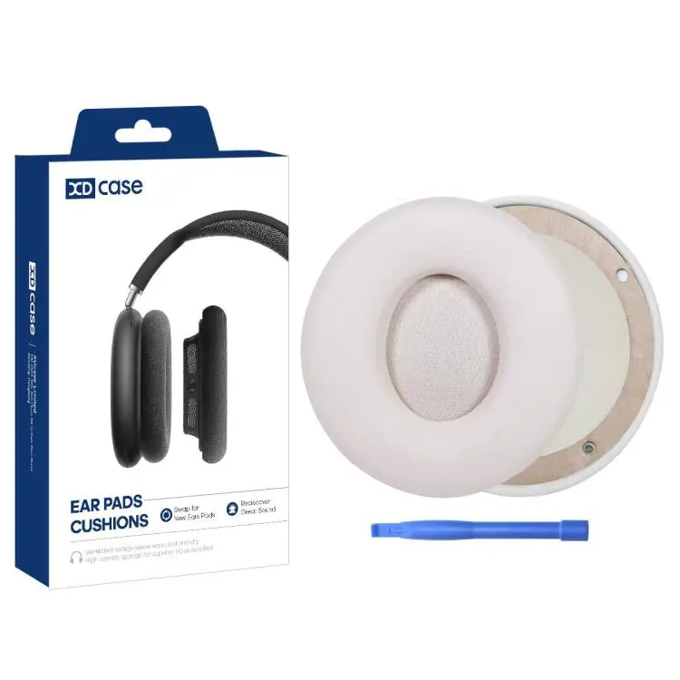 For Beats Solo Pro Wireless XDcase 1 Pair Protein Leather Headset Replacement Ear Pads with Pry Tool(White)