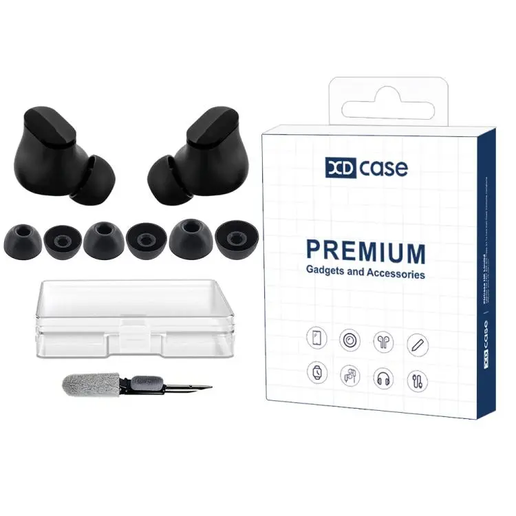 For Beats Studio Buds XDcase 3 Pairs Replacement Silicone Ear Tips Kit, S/M/L Size, Cleaning Brush Color Random(Black)