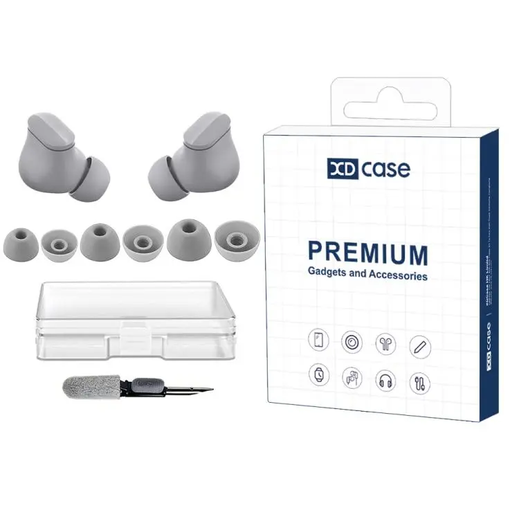 For Beats Studio Buds XDcase 3 Pairs Replacement Silicone Ear Tips Kit, S/M/L Size, Cleaning Brush Color Random(Dark Grey)