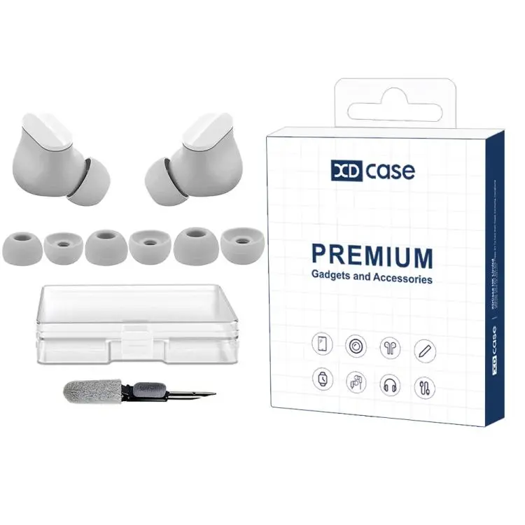 For Beats Studio Buds XDcase 3 Pairs Replacement Silicone Ear Tips Kit, S/M/L Size, Cleaning Brush Color Random(Grey White)