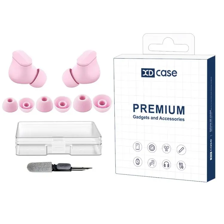 For Beats Studio Buds XDcase 3 Pairs Replacement Silicone Ear Tips Kit, S/M/L Size, Cleaning Brush Color Random(Pink)