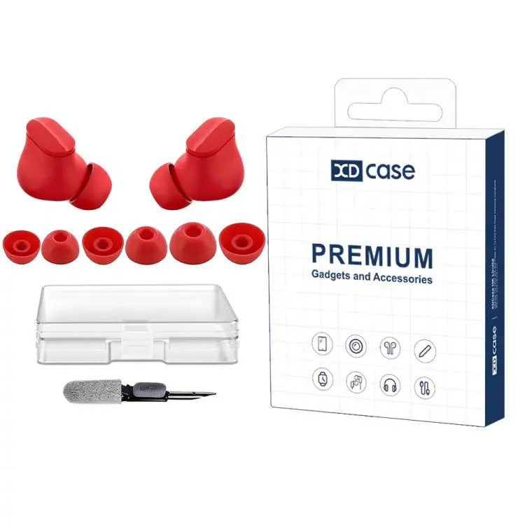 For Beats Studio Buds XDcase 3 Pairs Replacement Silicone Ear Tips Kit, S/M/L Size, Cleaning Brush Color Random(Red)