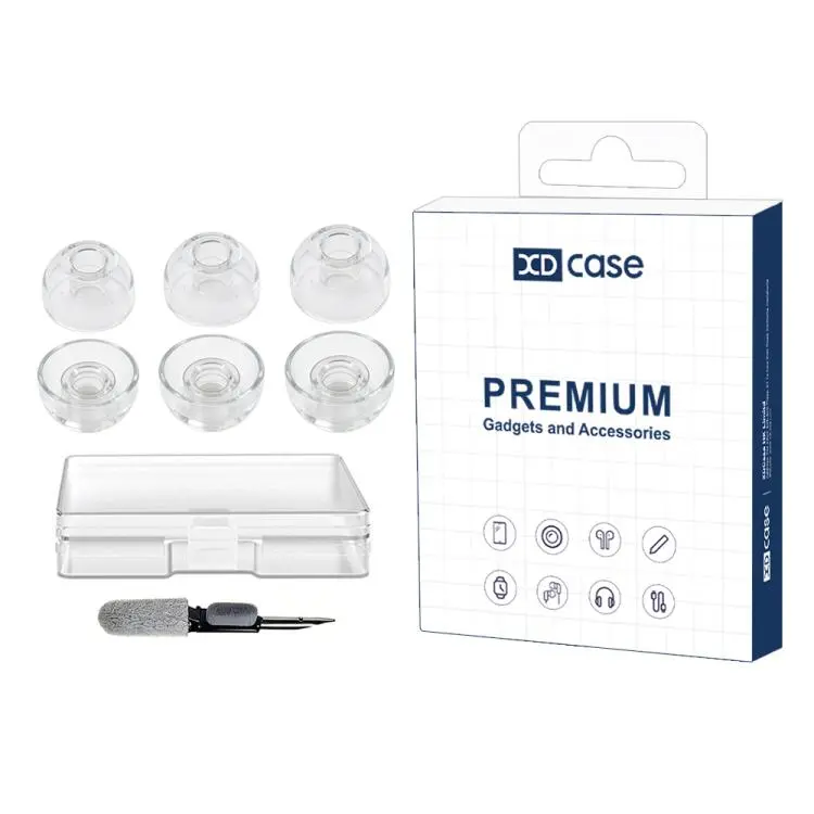 For Beats Studio Buds+ XDcase 3 Pairs Replacement Silicone Ear Tips Kit, S/M/L Size, Cleaning Brush Color Random(Transparent)