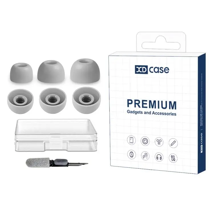 For Beats Studio Buds+ XDcase 3 Pairs Replacement Silicone Ear Tips Kit, S/M/L Size, Cleaning Brush Color Random(White)