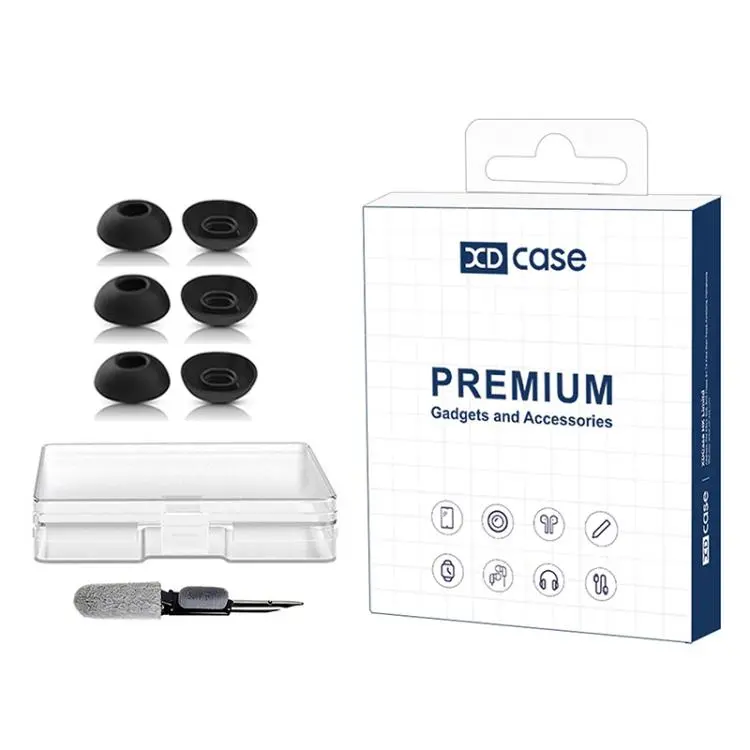 For Bose QC Earbuds II / Ultra / Sport XDcase 3 Pairs Replacement Silicone Ear Tips Kit, S/M/L Size, Cleaning Brush Color Random(Black)