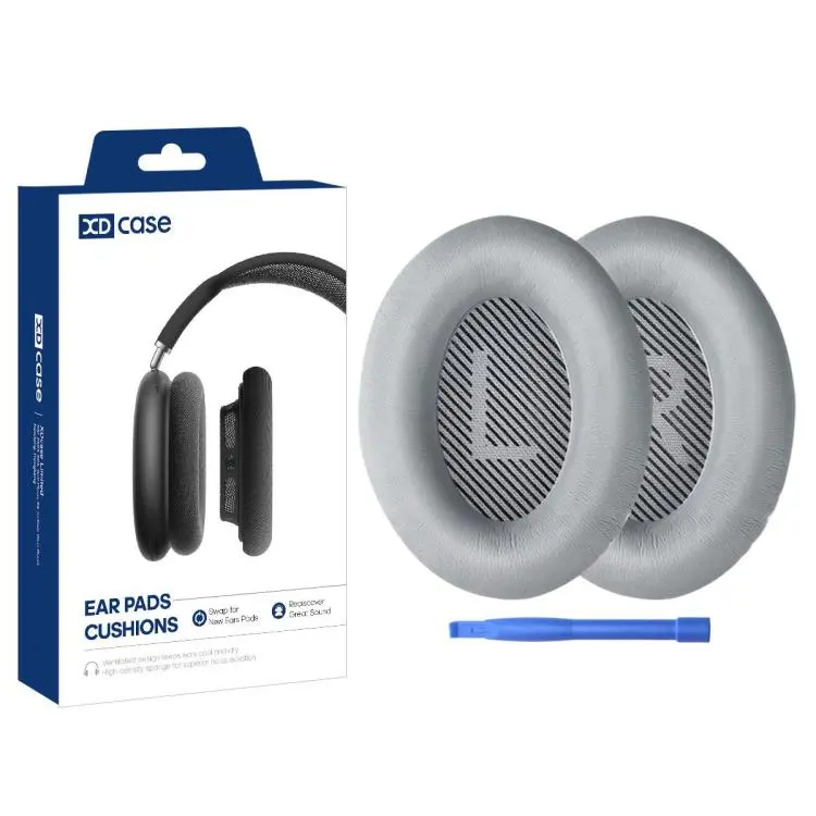 For Bose QC15 / QC25 / AE2 XDcase 1 Pair Protein Leather Headset Replacement Ear Pads with Prying Tool(Grey)